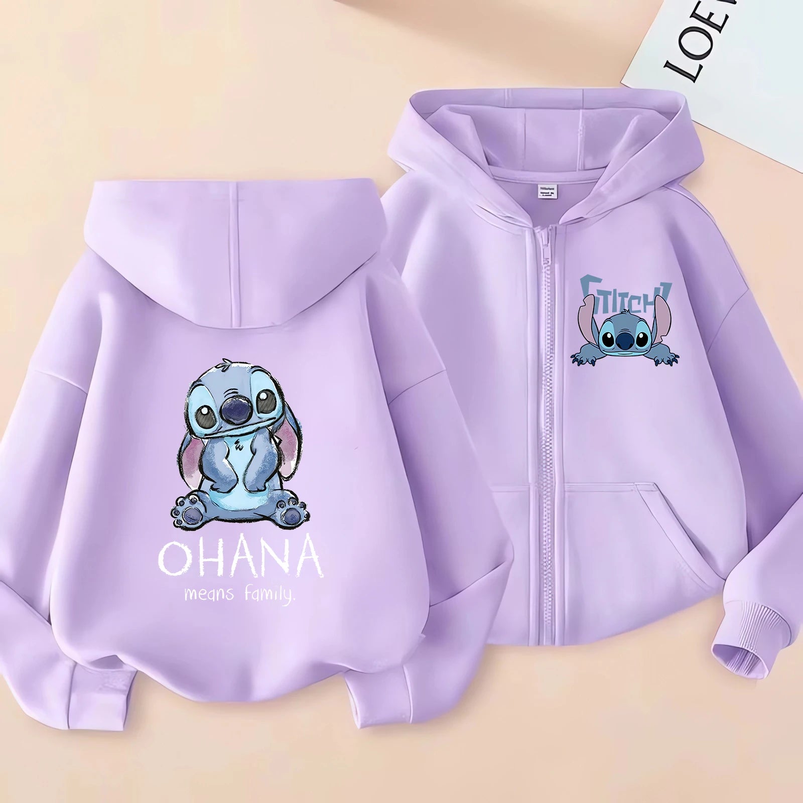 Casaco com Capuz e Zíper Lilo & Stitch – Hoodie Casual para Crianças