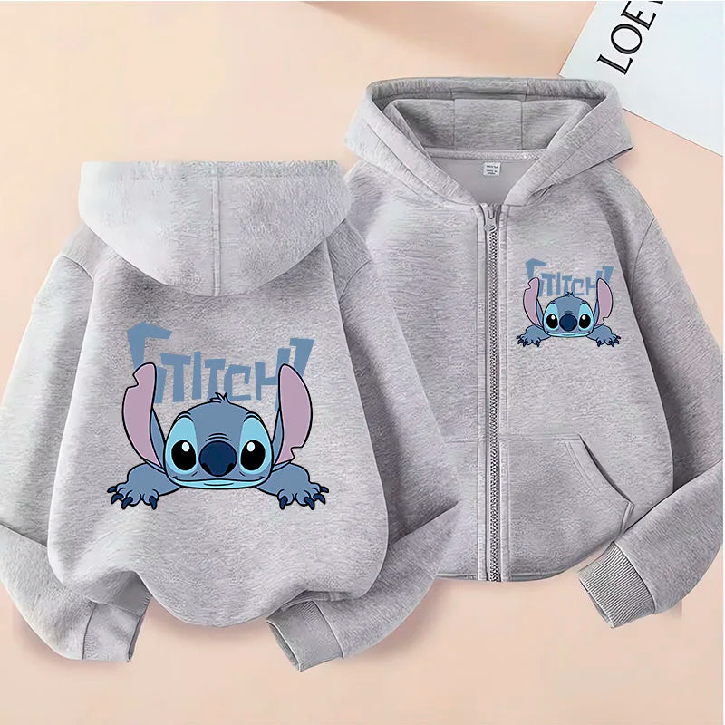 Casaco com Capuz e Zíper Lilo & Stitch – Hoodie Casual para Crianças