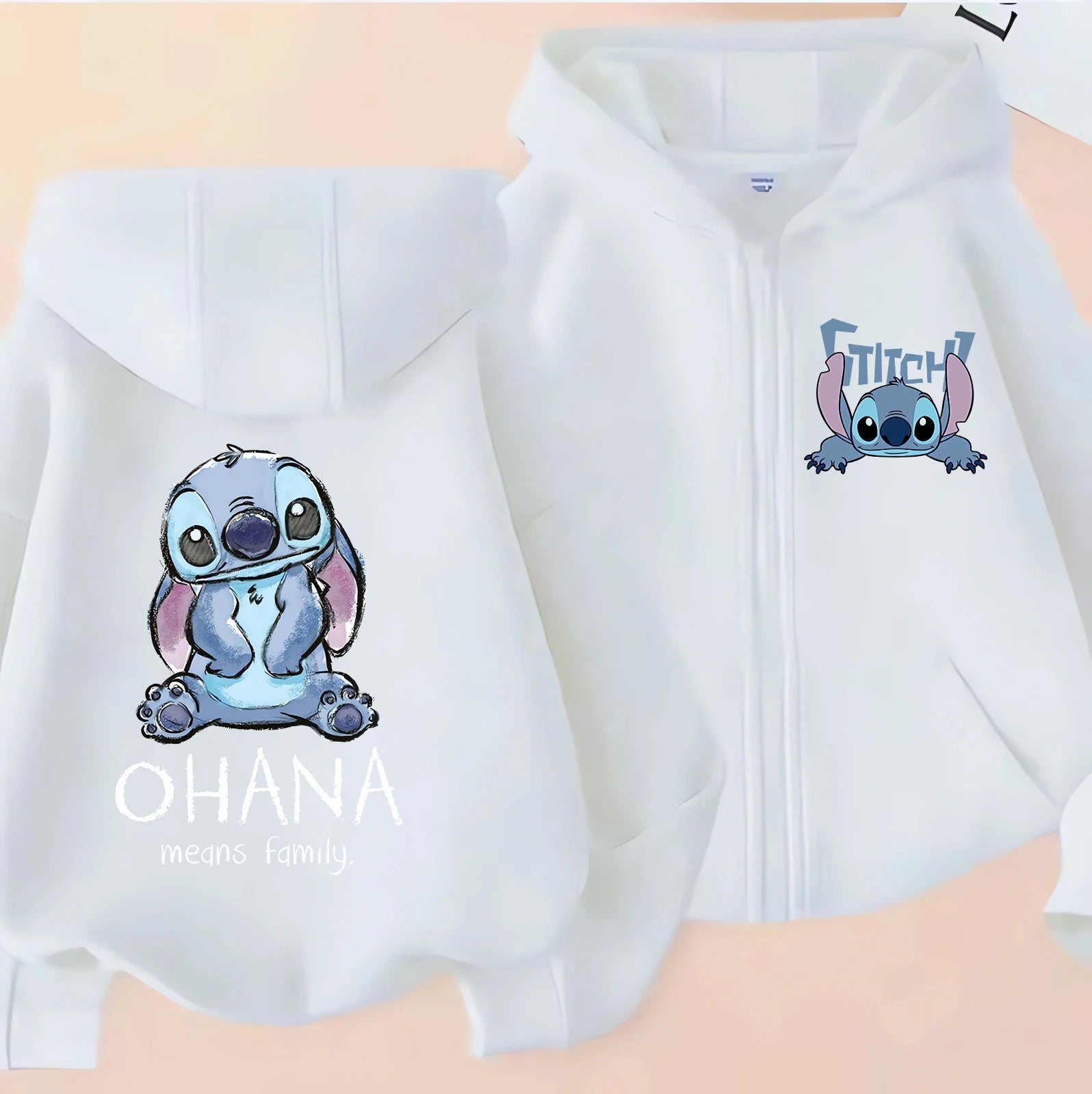 Casaco com Capuz e Zíper Lilo & Stitch – Hoodie Casual para Crianças