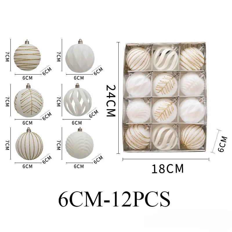 Conjunto de Bolas de Natal – Vermelho e Branco para Decoração de Árvore