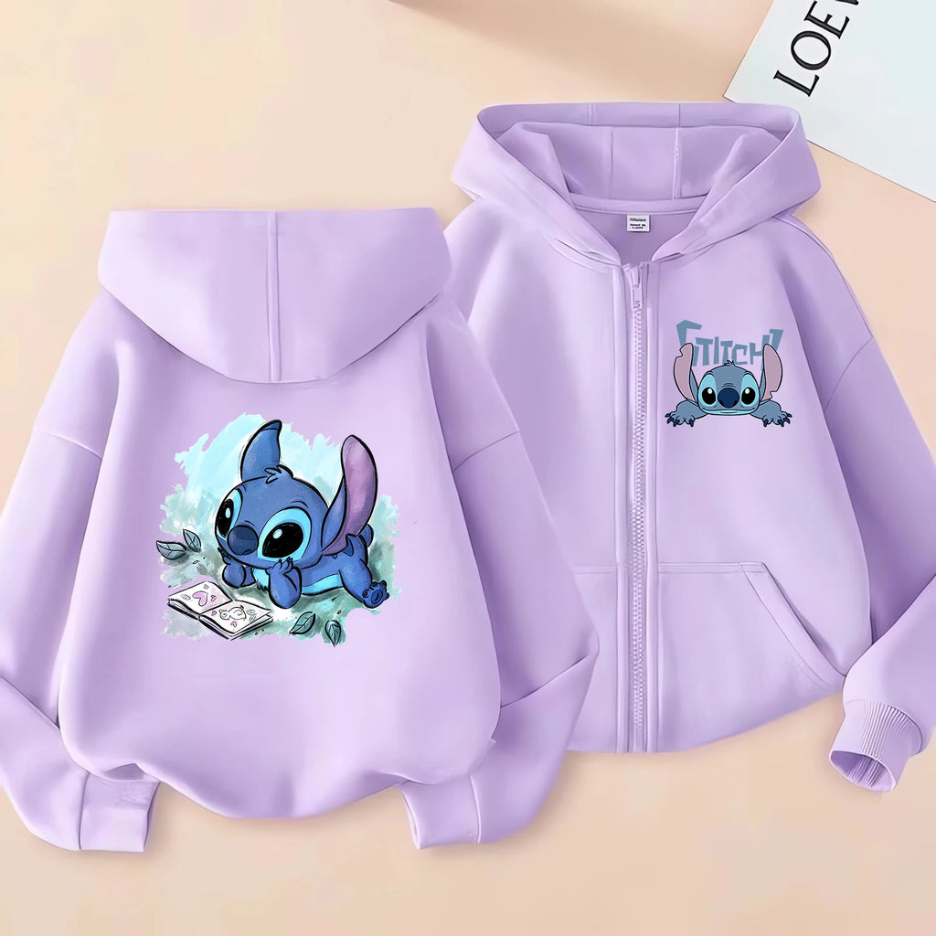 Casaco com Capuz e Zíper Lilo & Stitch – Hoodie Casual para Crianças