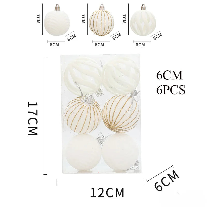 Conjunto de Bolas de Natal – Vermelho e Branco para Decoração de Árvore