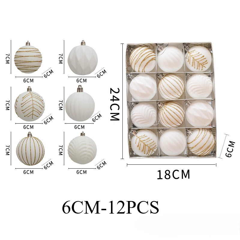 Conjunto de Bolas de Natal – Vermelho e Branco para Decoração de Árvore