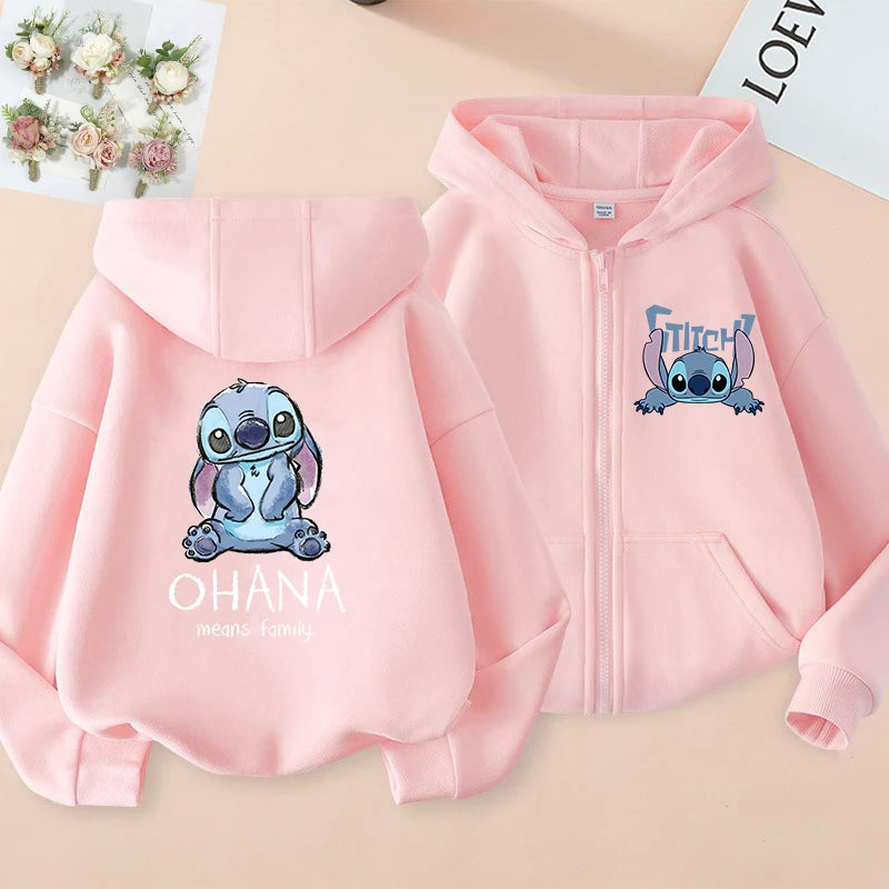 Casaco com Capuz e Zíper Lilo & Stitch – Hoodie Casual para Crianças
