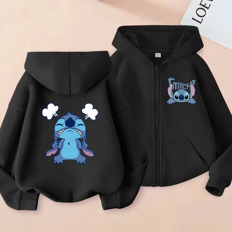 Casaco com Capuz e Zíper Lilo & Stitch – Hoodie Casual para Crianças
