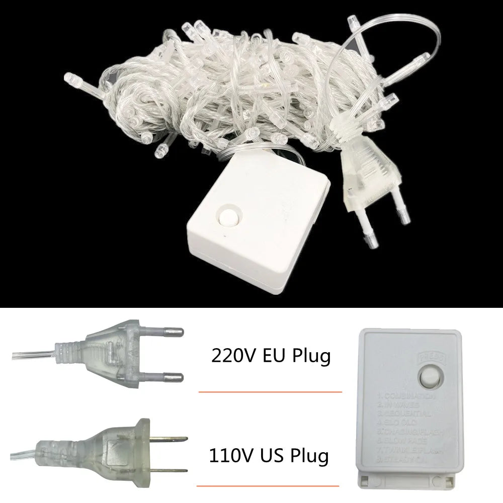 Luzes de Fadas LED 10m – 100 LEDs, 9 Cores e 8 Modos para Natal e Festas