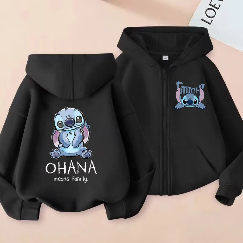 Casaco com Capuz e Zíper Lilo & Stitch – Hoodie Casual para Crianças